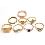 Eight 9ct rings, most H/M, some A/F, approx gross weight 18.5gms