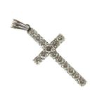 An 18ct white gold H/M diamond set cross, approx total diamond weight 0.90ct