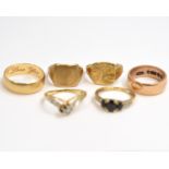 A small bagged quantity of 9ct rings, most H/M, some A/F, approx gross weight 18.7gms