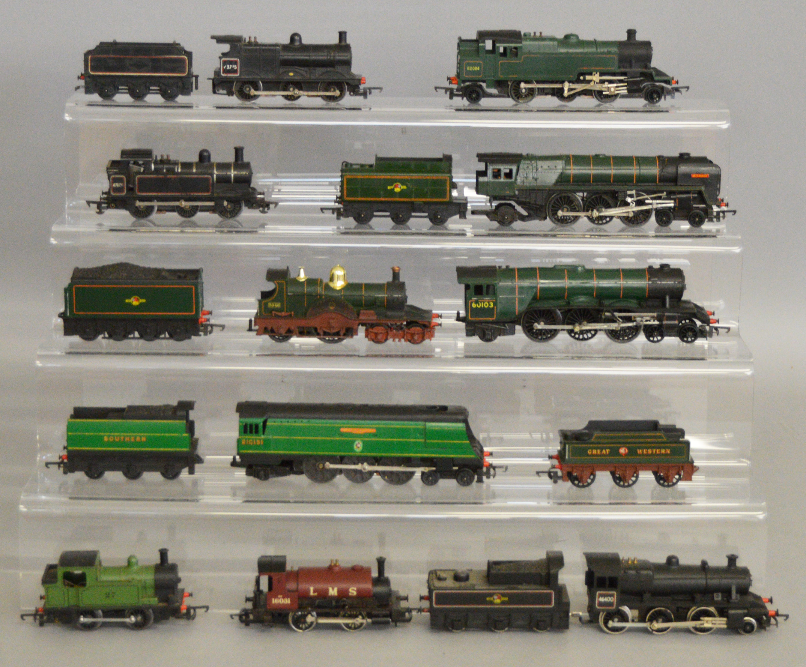 OO Gauge. 10 unboxed Steam Locomotives by Hornby, Tri-ang etc., some with Tenders, including a tri-