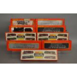 OO Gauge. 9 boxed Hornby Locomotives housed in incorrect, incomplete or poor packaging including R.