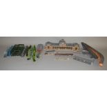 A quantity of Railway related items, including; 6 N scale Faller and others built buildings, viaduct