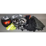 A good selection of Motorcycle Clothing and Motorcycle Accessories including 2 Box Helmets, a Tech