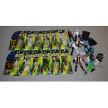 12 Star Wars Power Of The Force carded figures along with some Star Wars interchangeable figures and