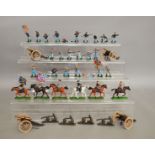 A selection of unboxed  Britains plastic, mostly Civil War, soldier figures, some mounted,