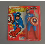 Captain America Fist-Fighting Super-Heroes action figure by Palitoy / Mego, figure is 8 inches and
