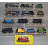 OO Gauge. 10 unboxed Tri-ang Steam Locomotives, some with Tenders, including R525 0-6-0 in LMS