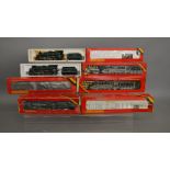 OO Gauge. 8 boxed Hornby Locomotives housed in incorrect, incomplete or poor packaging including 3 x