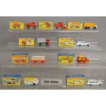 9 boxed models from the Matchbox Lesney 1-75 series Regular Wheel range including 16d Case Dozer,