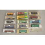 N Gauge. EX SHOP STOCK. 14 boxed items of Rolling Stock by 'Life-Like', Minitrix, Kato and others