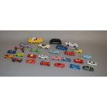 27 assorted unboxed playworn diecast model cars by Corgi, Matchbox, Dinky and others and includes