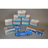 A boxed tinplate Bluebird Land Speed Record Car model from the Schylling Collectors Series, VG in