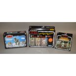 3 Star Wars sets by Kenner / Hasbro; Luke Skywalkers TaunTaun, Endor AT-ST and ROTJ 3 figure set,