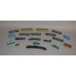 N Gauge. A group of unboxed Locomotives, Wagons and Coaches by Con-Cor, Atlas, Grafar and others