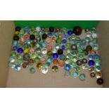 112  vintage Marbles of various sizes, colours and styles together with eight variously sized ball
