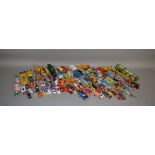 A good quantity of playworn diecast models by Dinky, Corgi, Lledo, Matchbiox and others, and also