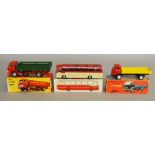 3 boxed Tekno diecast models including 911 Mercedes Benz LP322 Truck in red/yellow, a 915 Ford D