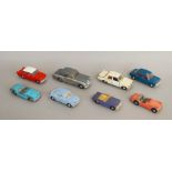 8 unboxed playworn Tri-ang Spot On diecast model cars including Bentley, Austin 1800, Hillman