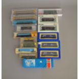 N Gauge. EX SHOP STOCK  16 boxed rolling stock by Con-Cor, Rovarossi, Bachmann etc(16).