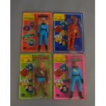 4 Fantastic Four imported Italian action figures by Mego / Harbert; The Human Torch, Mister