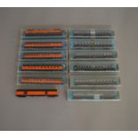 N Gauge. EX SHOP STOCK. 11 individually boxed Rivarossi Coaches including 6 x Baltimore/Ohio and 5 x