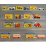 9 boxed models from the Matchbox Lesney 1-75 series Regular Wheel range including 16d Case Dozer,