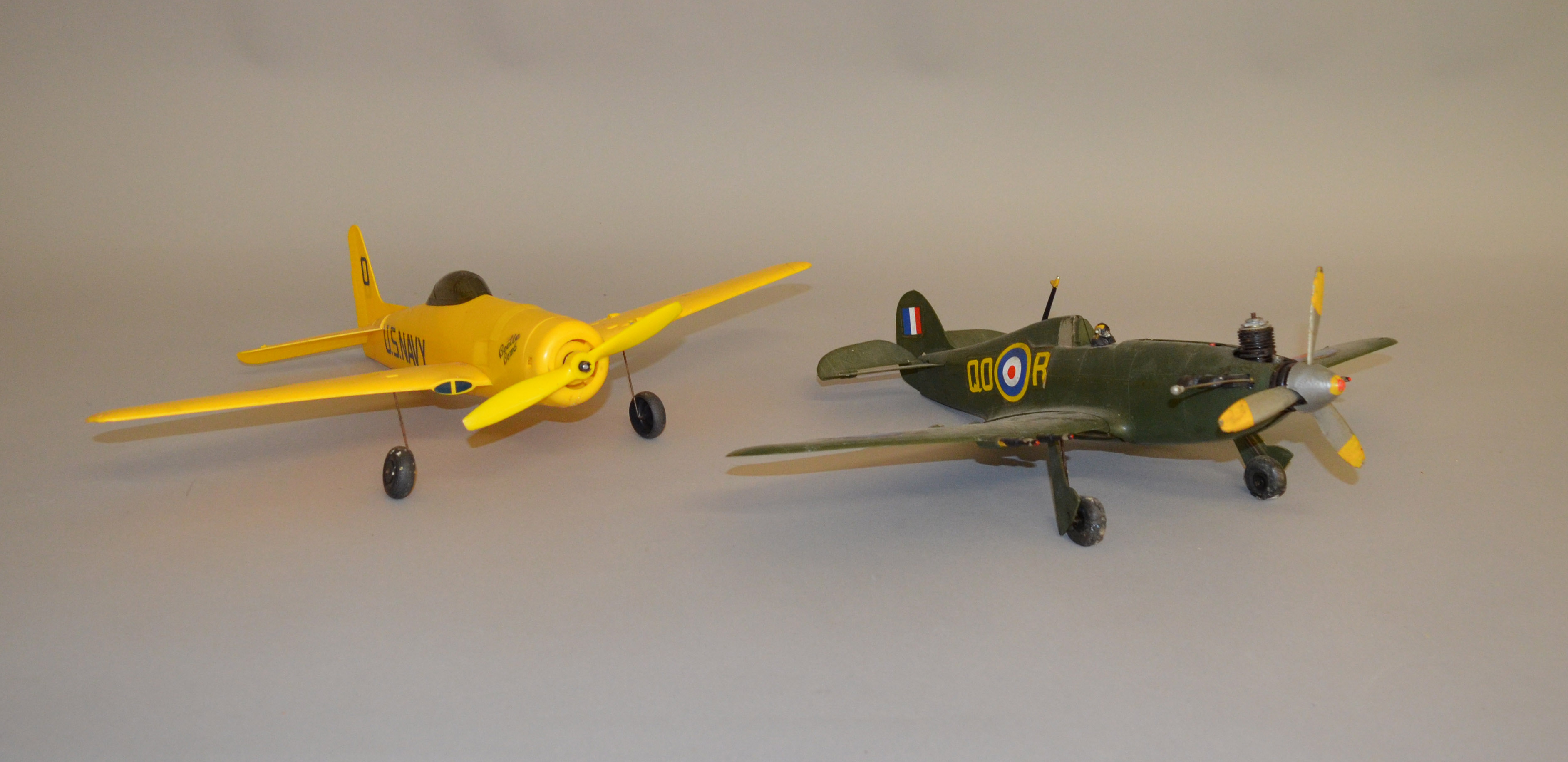 Two unboxed aircraft models including a scarce 1970's KeilKraft Control Line Hurricane and a Cox
