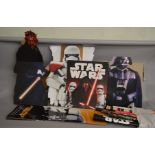 A collection of Star Wars promotional standees for various DVD and video releases along with various