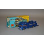 A boxed Corgi Toys 1126 Ecurie Ecosse Racing Car Transporter in dark blue with yellow lettering,