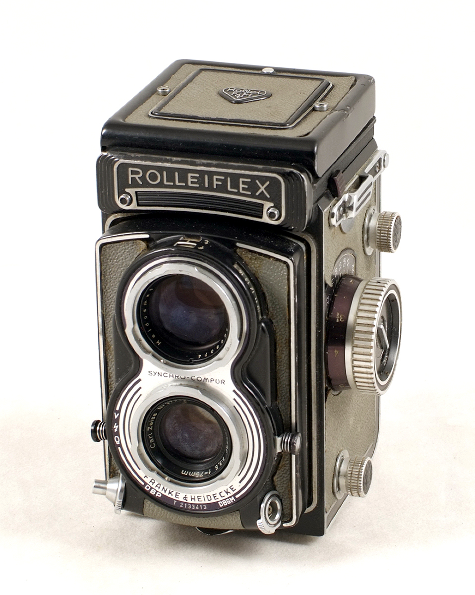 Grey Rolleiflex T Twin Lens Reflex.