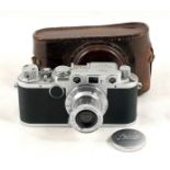 Black Dial Leica IIf with Elmar 5cm f3.5 Lens.