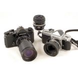 Nikon F2 & Nikkormat FT3 Cameras, with Lenses.