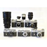 Collection of Soviet Cameras & Lenses.