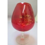 "Hammer Film Luncheon to honour Kenneth Hyman London October 11th 1968" Red glass vase with