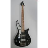 Yamaha Electric 4 string Bass guitar model RBX374 QMM0768Y in black finish with wood finish on the