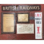 Selection of Railway signs including an enamel British Railways sign measuring 68cm approx.