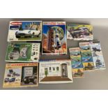 EX DEALER STOCK: 9x vintage Japanese model kits including Aoshima and Fujimi examples. All appear