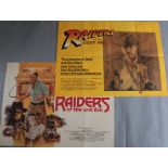 Raiders of the Lost Ark rare original 1981 first release British Quad film poster picturing Harrison