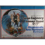 Diamonds are Forever original 1971 British Quad film poster featuring full colour artwork of Sean