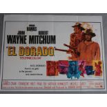 El Dorado original British Quad film poster starring John Wayne and Robert Mitchum in Howard Hawks