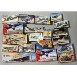 EX DEALER STOCK: 19x Airfix model kits, mostly 1:72 scale aviation examples. All appear complete and