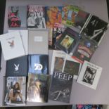 Playboy and glamour lot including sealed Playboy Helmut Newton hardback, sealed Playmate 5 decades