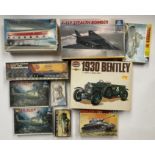 10x Assorted model kits including Airfix, Italieri, AMT etc. All appear complete and unassembled but