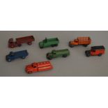 7x Unboxed Dinky Toys models including an Austin Truck and an Esso Petrol Tanker.