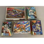 EX DEALER STOCK: 5x vintage model kits including 3 ST Toys robot kits and an Imai Captain Scarlet