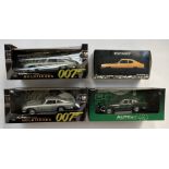 3x Auto Art 1:18 Scale models including two james Bond examples, together with a Minichamps Ford Cap