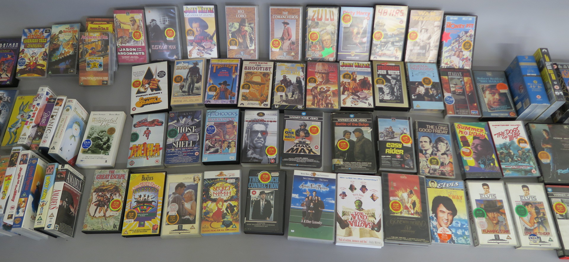 Over 80 vhs ex-rental videos directly from a closed video shop and offered for sale for the first