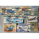 EX DEALER STOCK: 19x Hasegawa model kits and figure sets, mostly aviation examples. All appear