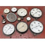 A selection of railway related pressure gauges etc. (11)