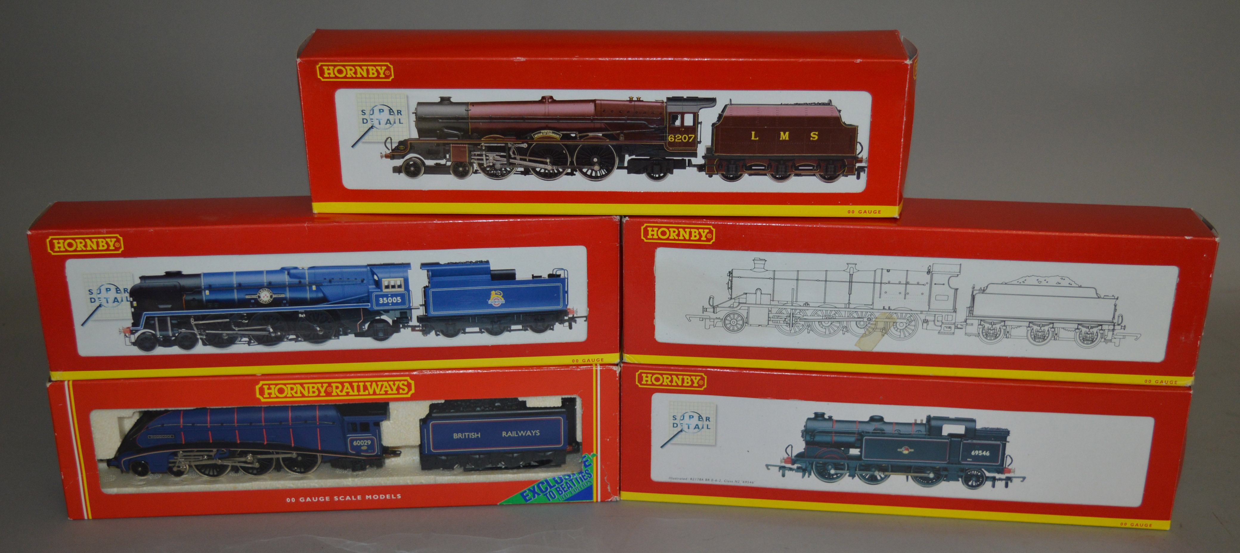 OO gauge: 5 Hornby Railways locomotives, all boxed.